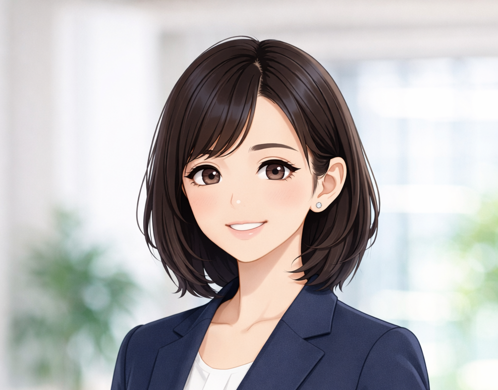 就職後も笑顔で働いている女性のイラスト